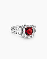 Petite Albion® Ring in Sterling Silver with Garnet and Diamonds, 7mm